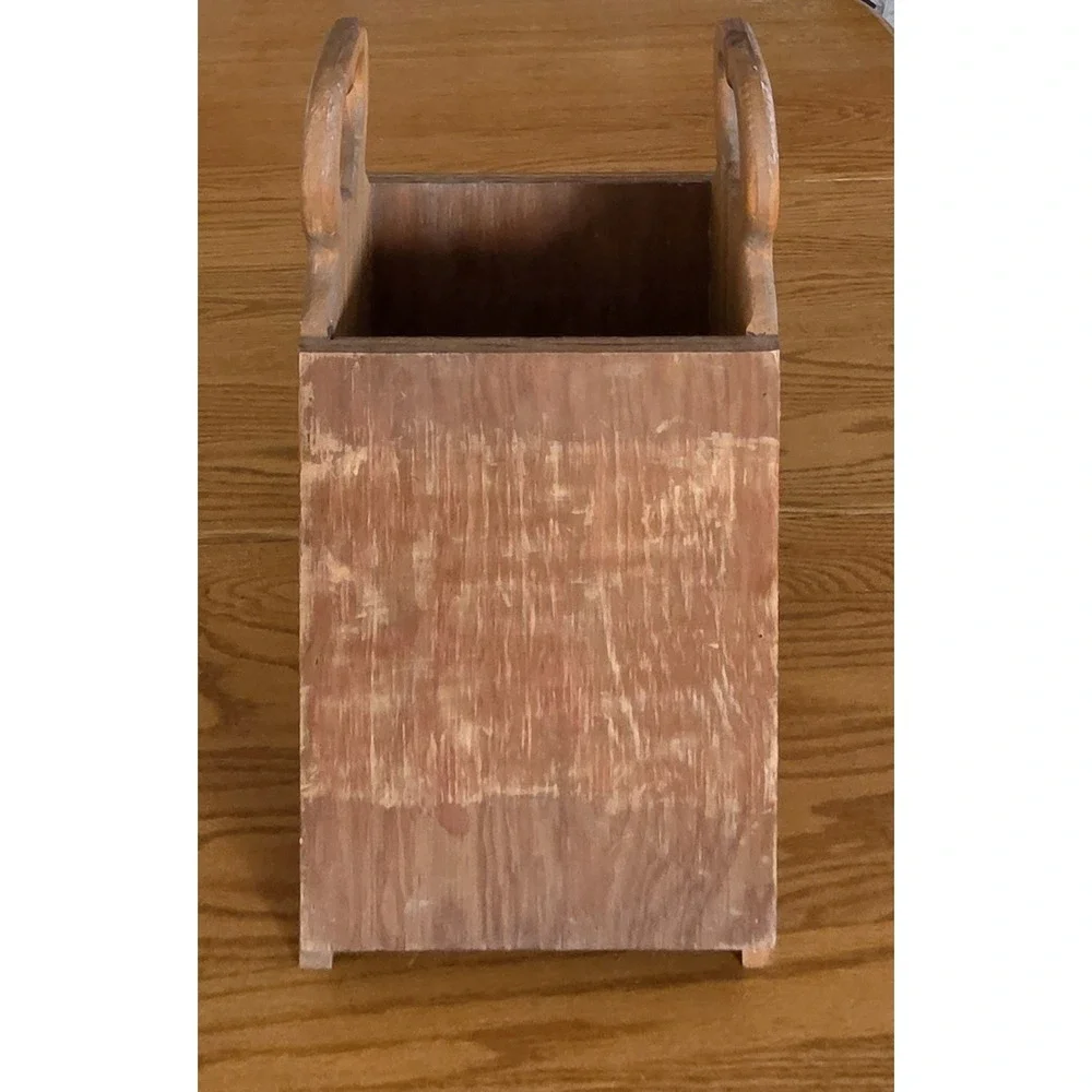 Vintage Wood Umbrella Caddy Holder cutout Hearts Cottagecore Farmhouse Decor
